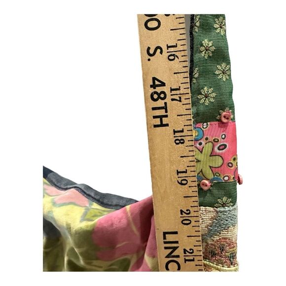 Handmade Color Block Boho Gypsy Fringe Med Shoulder Bag Multicolor Patchwork VTG - Picture 8 of 8